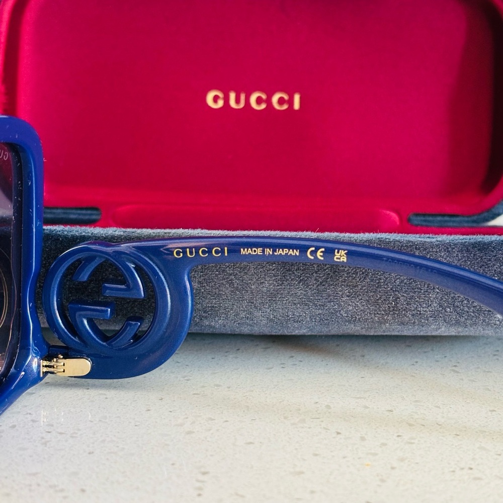 Gucci‎ Women’s Gradient GG1326S Square Plastic Sunglasses Designer Luxury 58mm - Picture 9 of 11